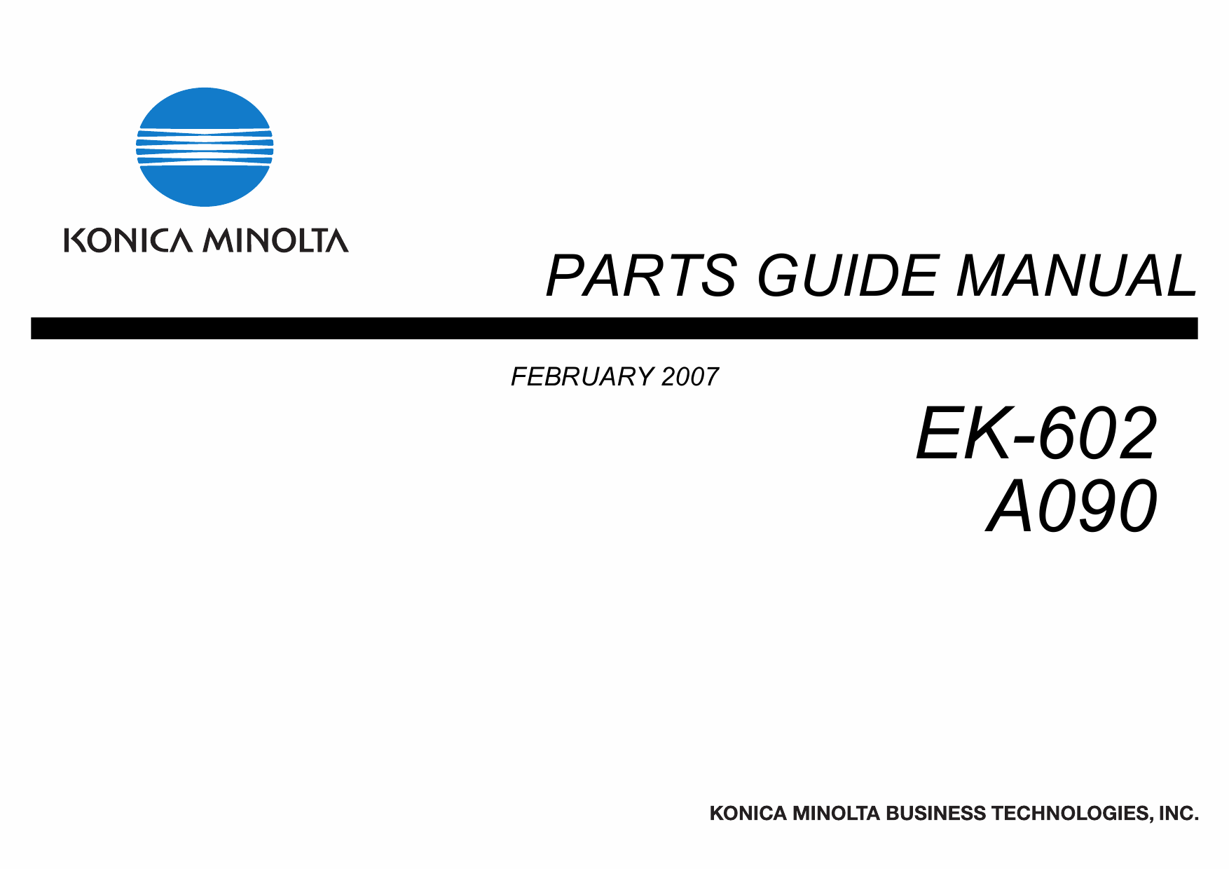 Konica-Minolta Options EK-602 A090 Parts Manual-1